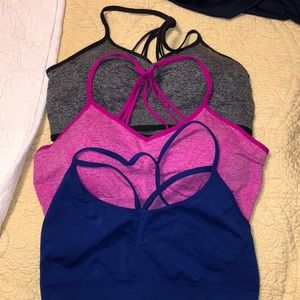 Set of three exercise bras Pink gray blue XL XERSION EUC workout